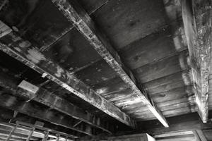 Beaded poplar floorboards and joints, 1780s wing